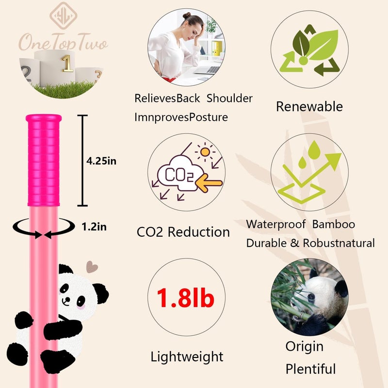OneTopTwo 5ft Yoga Stick from Natural Bamboo with Non-Slip Handle-Stretching Stick for Mobility, Flexibility,Exercise,Workout, Physical Therapy,Pilates,Balance Fitness-Access Online Video Guide Without Any Info - Image 4